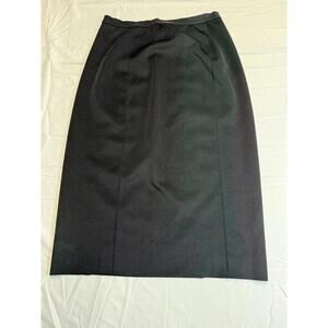 Polo Ralph Lauren Woman Blk Pencil Skirt Sz 8 Raw Hem Old Money Parisian